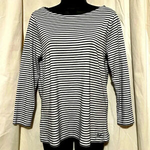 ✨VINEYARD‎ VINES Striped Boatneck 3/4 Sleeve Top Womens Sz L